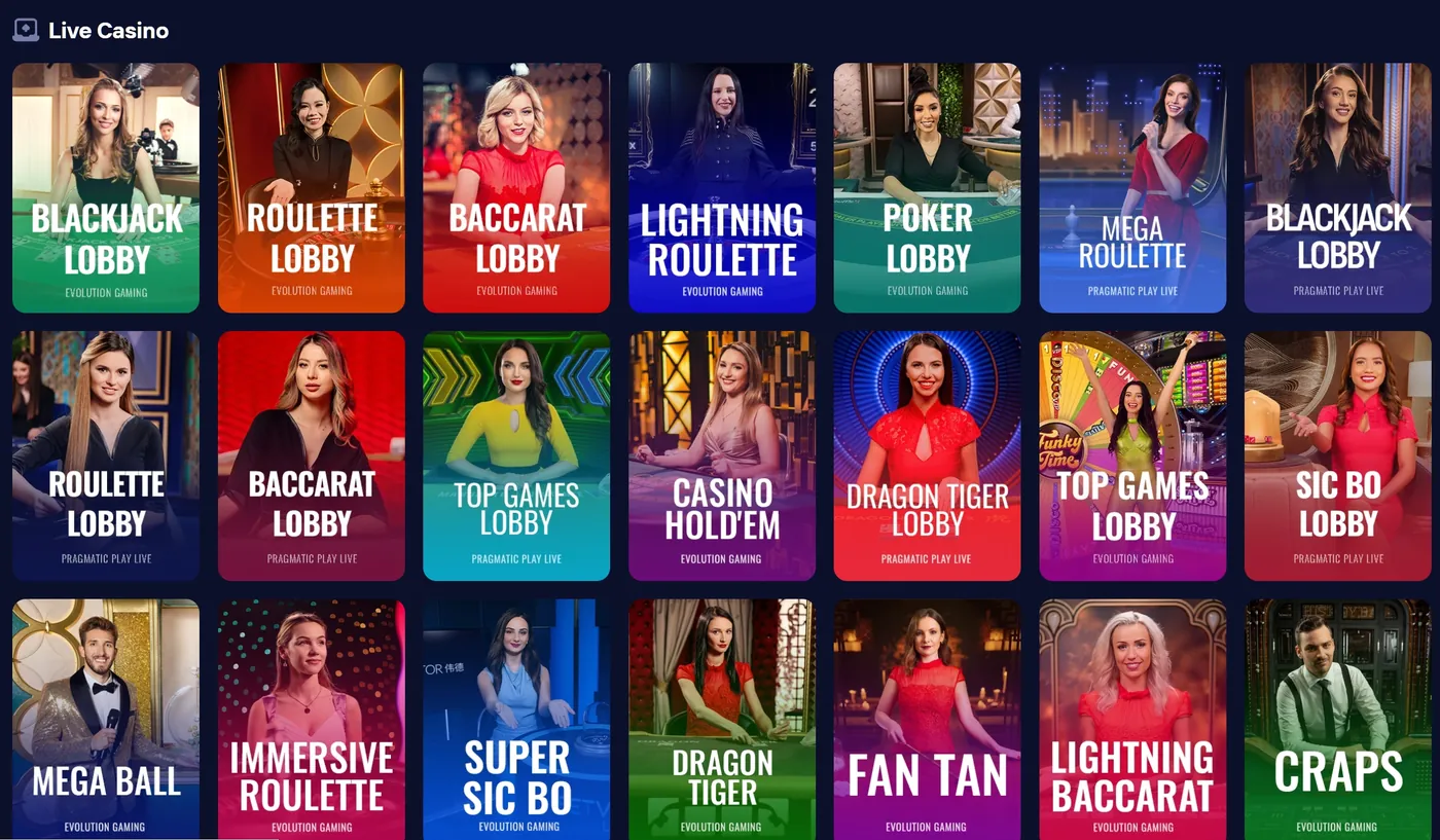 Duel Casino live casino — real dealers, live blackjack and roulette